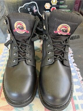 Brahma Black Lace-Up Men’s Work Boots with Logo Patch